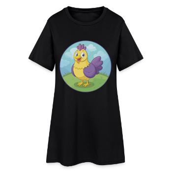 poulet mignon kawaii dessin animé clipart animal de compagnie - Robe T-shirt Femme - noir - Devant