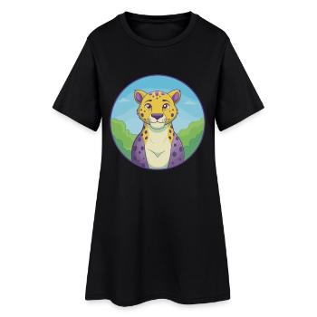 guépard mignon kawaii dessin animé clipart animal de compagnie - Robe T-shirt Femme - noir - Devant