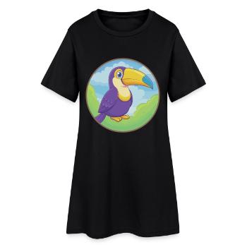Toucan mignon kawaii dessin animé Clipart animal de compagnie - Robe T-shirt Femme - noir - Devant