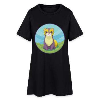 Furet mignon Kawaii dessin animé Clipart Animal de compagnie - Robe T-shirt Femme - noir - Devant