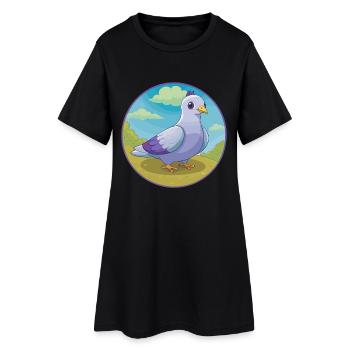 Colombe mignon Kawaii dessin animé Clipart Animal de compagnie - Robe T-shirt Femme - noir - Devant
