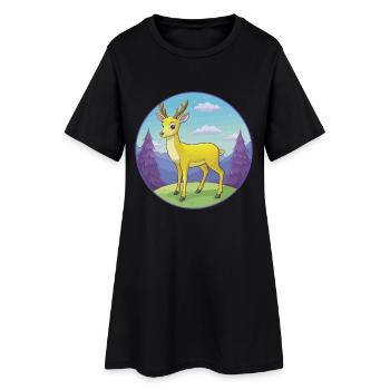 cerf mignon kawaii dessin animé clipart animal de compagnie - Robe T-shirt Femme - noir - Devant