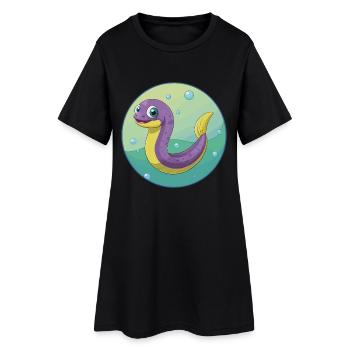 Aal Niedlich Kawaii Cartoon Clipart Tier Haustier - Frauen T-Shirt-Kleid - Schwarz - Vorne