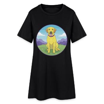 Labrador retriever chien mignon Kawaii dessin animé Animal - Robe T-shirt Femme - noir - Devant