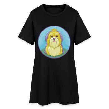 Shih Tzu Chien Mignon Kawaii Dessin animé Clipart Animal - Robe T-shirt Femme - noir - Devant