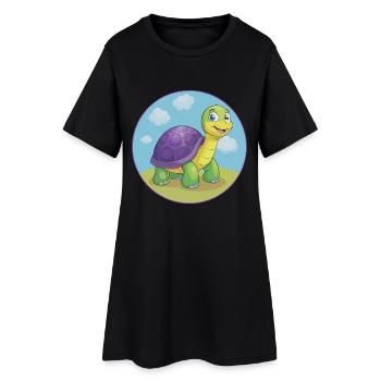 tortue mignon kawaii dessin animé clipart animal de compagnie - Robe T-shirt Femme - noir - Devant