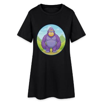 Gorille mignon kawaii dessin animé Clipart animal de compagnie - Robe T-shirt Femme - noir - Devant