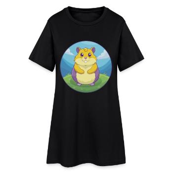Hamster mignon Kawaii dessin animé Clipart Animal de compagnie - Robe T-shirt Femme - noir - Devant