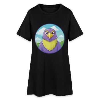 Falke Niedlich Kawaii Cartoon Clipart Tier Haustier - Frauen T-Shirt-Kleid - Schwarz - Vorne