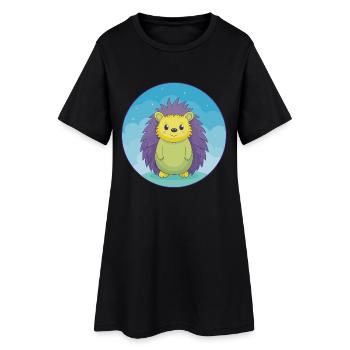 hérisson mignon kawaii dessin animé clipart animal de compagnie - Robe T-shirt Femme - noir - Devant