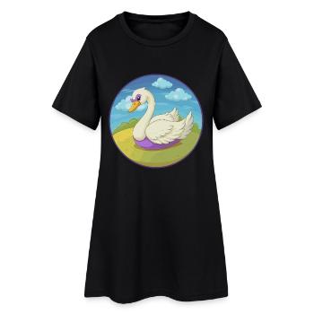 cygne mignon kawaii dessin animé clipart animal de compagnie - Robe T-shirt Femme - noir - Devant