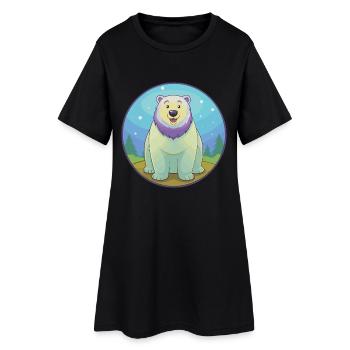 ours polaire mignon kawaii dessin animé clipart animal de compagnie - Robe T-shirt Femme - noir - Devant