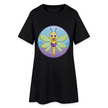 libellule mignon kawaii dessin animé clipart animal de compagnie - Robe T-shirt Femme - noir - Devant