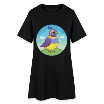 Caille mignonne Kawaii dessin animé Clipart Animal de compagnie - Robe T-shirt Femme - noir - Devant