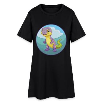 Eidechse Niedlich Kawaii Cartoon Clipart Tier Haustier - Frauen T-Shirt-Kleid - Schwarz - Vorne