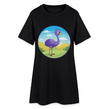 Emu Cute Kawaii Cartoon Clipart Animal Pet - Women’s T-Shirt Dress - black - Front