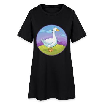 Oie mignon Kawaii dessin animé Clipart Animal de compagnie - Robe T-shirt Femme - noir - Devant