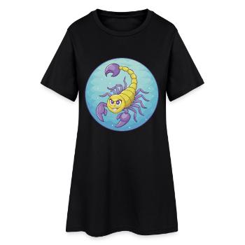 Scorpion Mignon Kawaii Dessin animé Clipart Animal de compagnie - Robe T-shirt Femme - noir - Devant