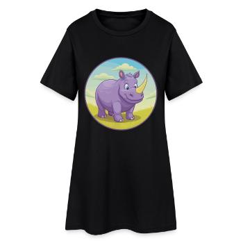 rhinocéros mignon kawaii dessin animé clipart animal de compagnie - Robe T-shirt Femme - noir - Devant