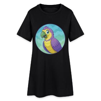 Perroquet mignon Kawaii dessin animé Clipart Animal de compagnie - Robe T-shirt Femme - noir - Devant
