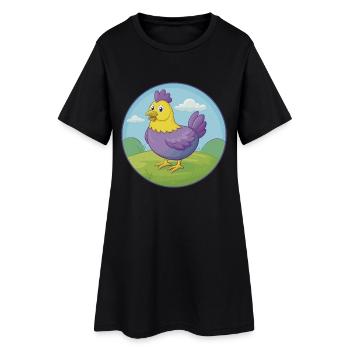 Poule mignon Kawaii dessin animé Clipart Animal de compagnie - Robe T-shirt Femme - noir - Devant