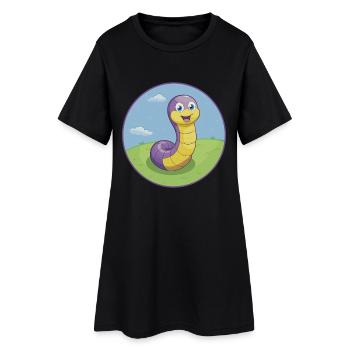 Ver de terre mignon Kawaii dessin animé Clipart Animal de compagnie - Robe T-shirt Femme - noir - Devant