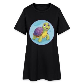 tortue mignon kawaii dessin animé clipart animal de compagnie - Robe T-shirt Femme - noir - Devant