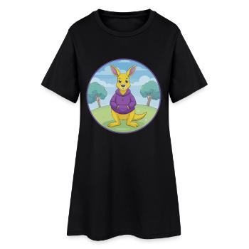 Kangaroo Cute Kawaii Cartoon Clipart Animal Pet - Women’s T-Shirt Dress - black - Front
