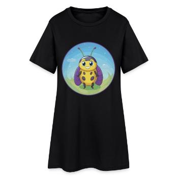 Ladybug Cute Kawaii Cartoon Clipart Animal Pet - Women’s T-Shirt Dress - black - Front