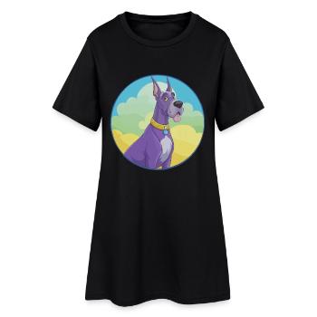 Dogue Allemand Chien Mignon Kawaii Dessin Animé Clipart Animal - Robe T-shirt Femme - noir - Devant