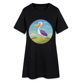 Storch Niedlich Kawaii Cartoon Clipart Tier Haustier - Frauen T-Shirt-Kleid - Schwarz - Vorne