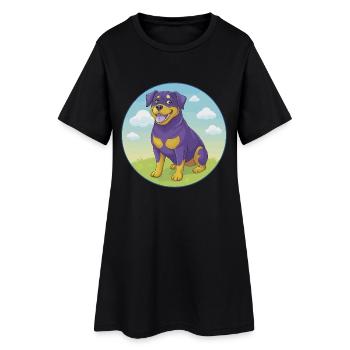 Rottweiler chien mignon Kawaii dessin animé Clipart Animal - Robe T-shirt Femme - noir - Devant