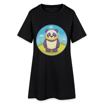 panda mignon kawaii dessin animé clipart animal de compagnie - Robe T-shirt Femme - noir - Devant