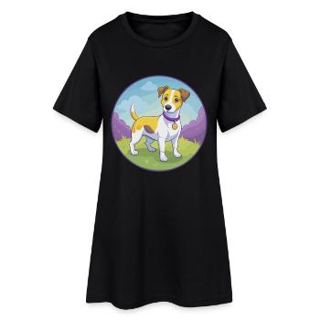 Jack Russell Terrier Chien Mignon Kawaii Dessin Animé Animal de compagnie - Robe T-shirt Femme - noir - Devant