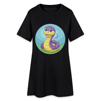 Serpent Mignon Kawaii Dessin animé Clipart Animal Animal de compagnie - Robe T-shirt Femme - noir - Devant
