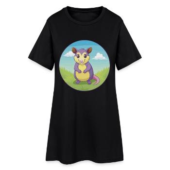 Possum niedliche Kawaii Cartoon Clipart Tier Haustier - Frauen T-Shirt-Kleid - Schwarz - Vorne