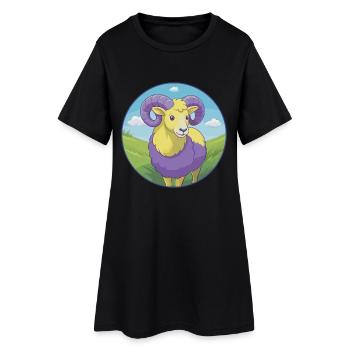 Ram mignon kawaii dessin animé Clipart Animal de compagnie - Robe T-shirt Femme - noir - Devant