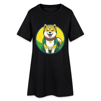 Akita Dog Cute Kawaii Cartoon Clipart Pet Animal - Women’s T-Shirt Dress - black - Front
