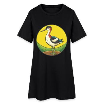 Avocet Cute Kawaii Cartoon Clipart Pet Animal - Women’s T-Shirt Dress - black - Front
