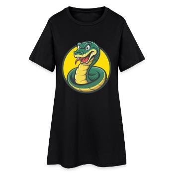 Anaconda mignon kawaii dessin animé Clipart animal de compagnie - Robe T-shirt Femme - noir - Devant