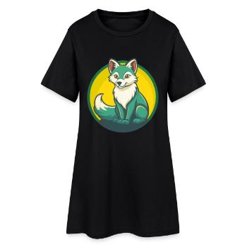 Polarfuchs Niedliche Kawaii Cartoon Clipart Haustier Tier - Frauen T-Shirt-Kleid - Schwarz - Vorne