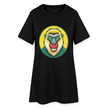 Baboon Cute Kawaii Cartoon Clipart Pet Animal - Women’s T-Shirt Dress - black - Front