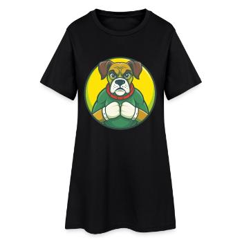 Boxer chien mignon Kawaii dessin animé Clipart animal de compagnie - Robe T-shirt Femme - noir - Devant