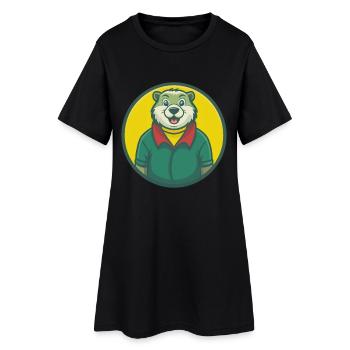 Marmotte mignon Kawaii dessin animé Clipart Animal de compagnie - Robe T-shirt Femme - noir - Devant