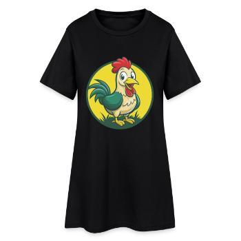 poulet mignon kawaii dessin animé clipart animal de compagnie - Robe T-shirt Femme - noir - Devant