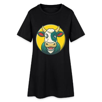 vache mignon kawaii dessin animé clipart animal de compagnie - Robe T-shirt Femme - noir - Devant