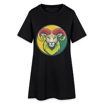 Ram Mignon Kawaii Dessin animé Clipart Animal de compagnie - Robe T-shirt Femme - noir - Devant