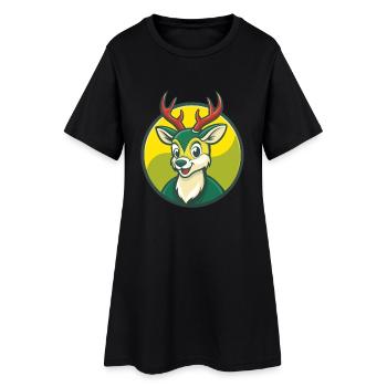 cerf mignon kawaii dessin animé clipart animal de compagnie - Robe T-shirt Femme - noir - Devant