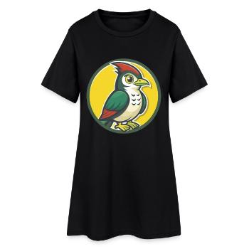 Coucou Oiseau Mignon Kawaii Dessin animé Clipart Animal de compagnie - Robe T-shirt Femme - noir - Devant