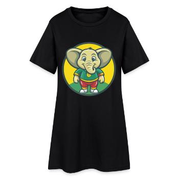 Elephant Cute Kawaii Cartoon Clipart Pet Animal - Women’s T-Shirt Dress - black - Front